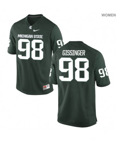 Women's Michigan State Spartans NCAA #98 Parks Gissinger Green Authentic Nike Stitched College Football Jersey CF32D06QY